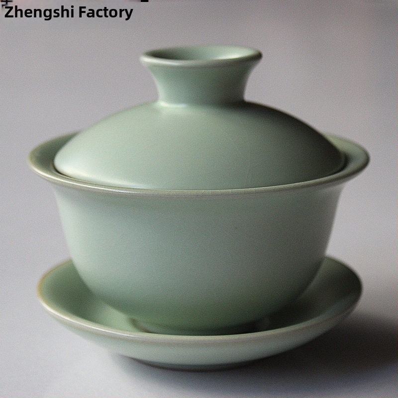 Keramická gaiwan s Celadon glazúrou a prasklinami, Ru kiln, Gongfu čaj pre domáce použitie