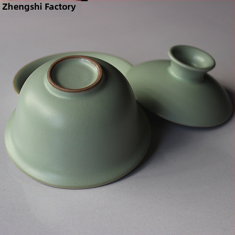 Keramická gaiwan s Celadon glazúrou a prasklinami, Ru kiln, Gongfu čaj pre domáce použitie