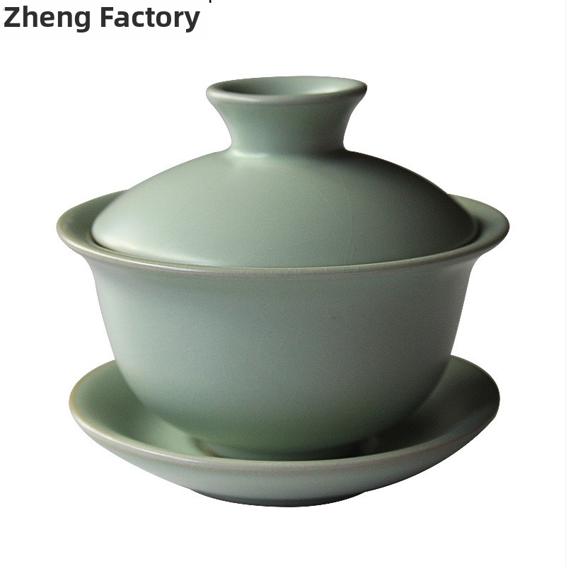Keramická gaiwan s Celadon glazúrou a prasklinami, Ru kiln, Gongfu čaj pre domáce použitie
