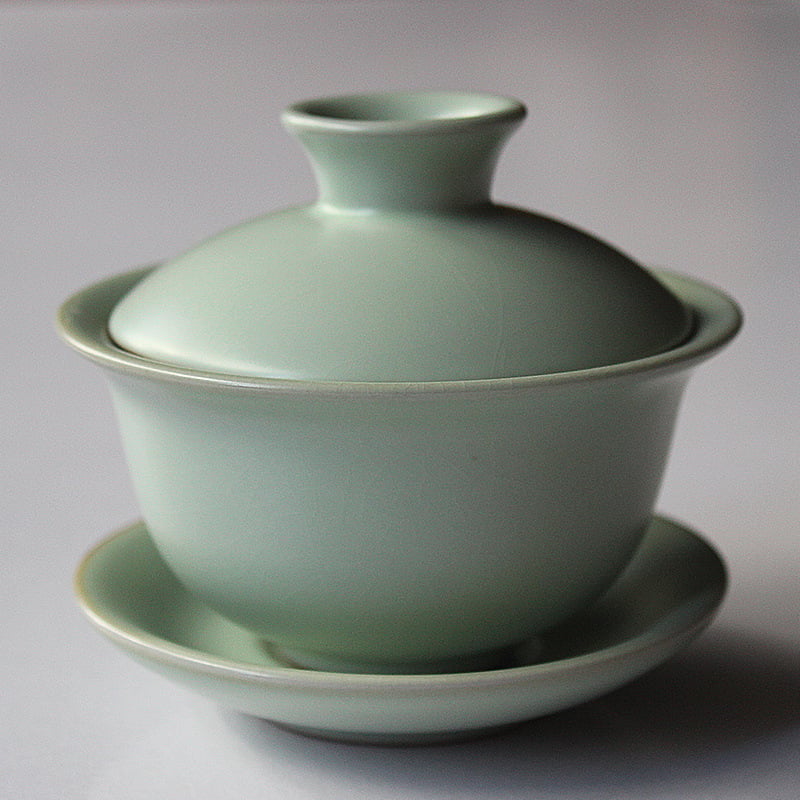Gaiwan ceramic cu celadon crackle, Ru kiln, ceai Gongfu pentru acasă