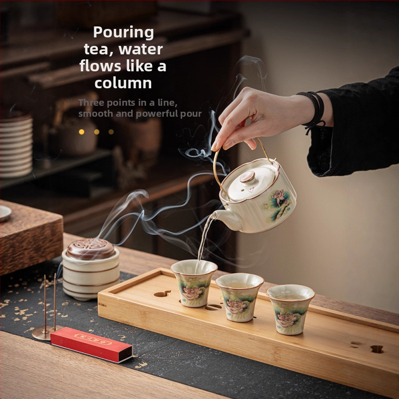 Set Deding čajníka v čínskej štýle Xiangfei Ru Kiln pre Gongfu čaj, aromaterapia, praktický darčekový set do kancelárie