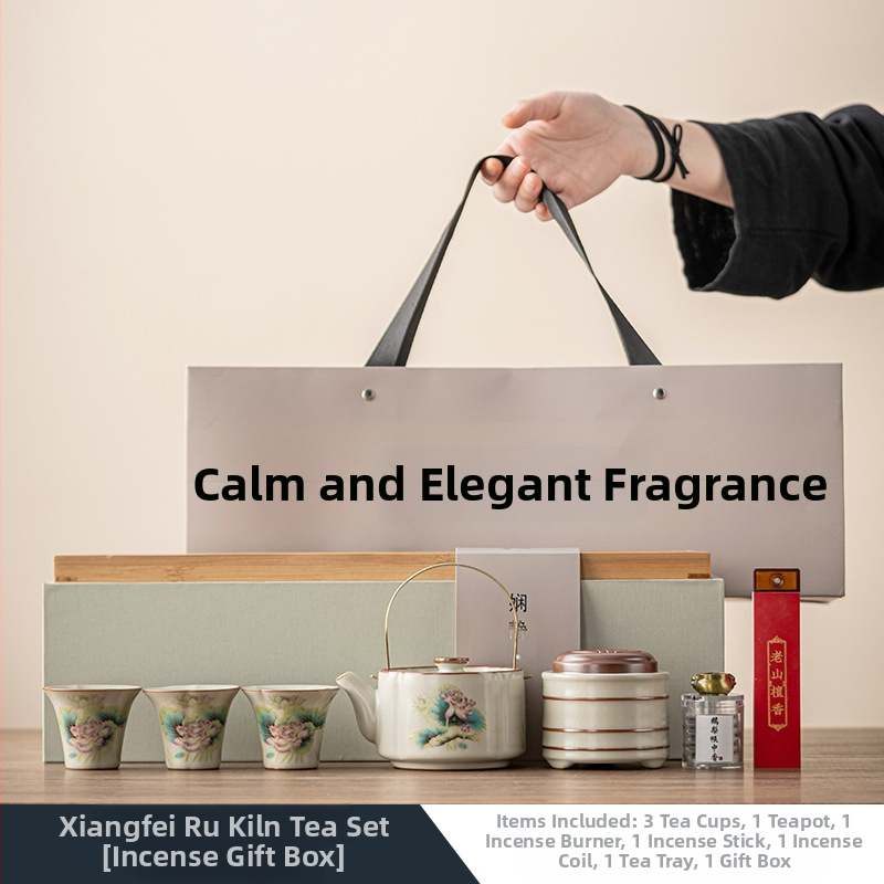 Set Deding čajníka v čínskej štýle Xiangfei Ru Kiln pre Gongfu čaj, aromaterapia, praktický darčekový set do kancelárie