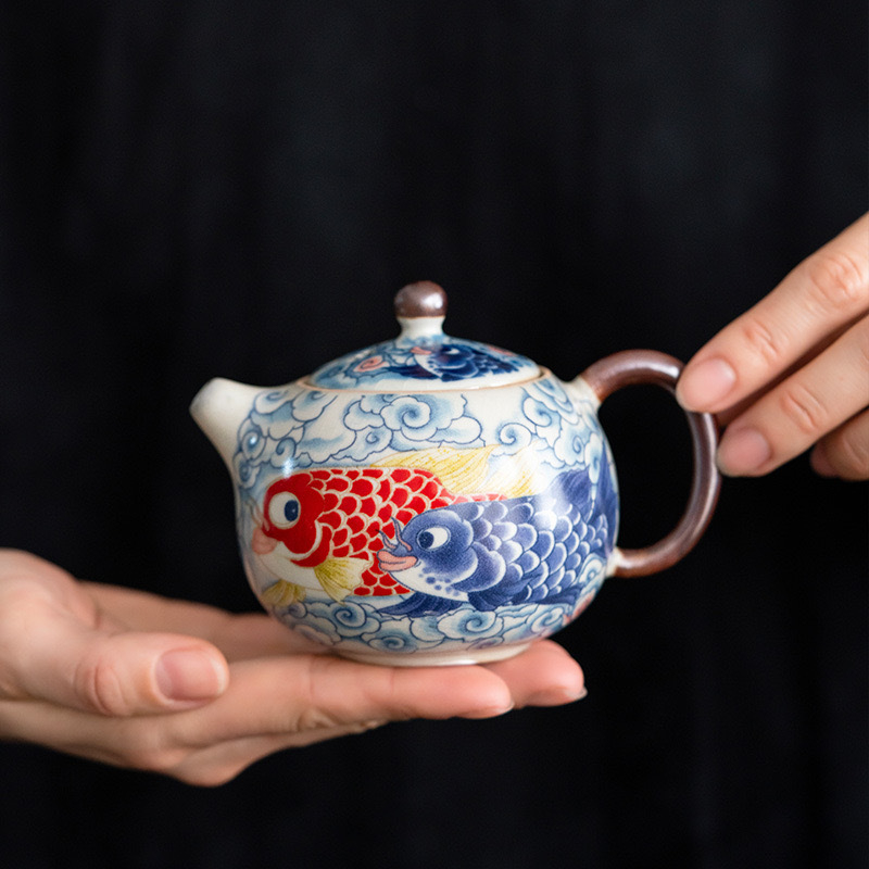 Set Gongfu de ceai cu Ru kiln – set complet de ceainice și căni pentru uz casnic, lux discret, stil național