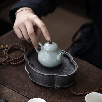Set Gongfu de ceai în stil japonez, tavă din tină și rezervor de apă, porțelan Jun, Dehua origini