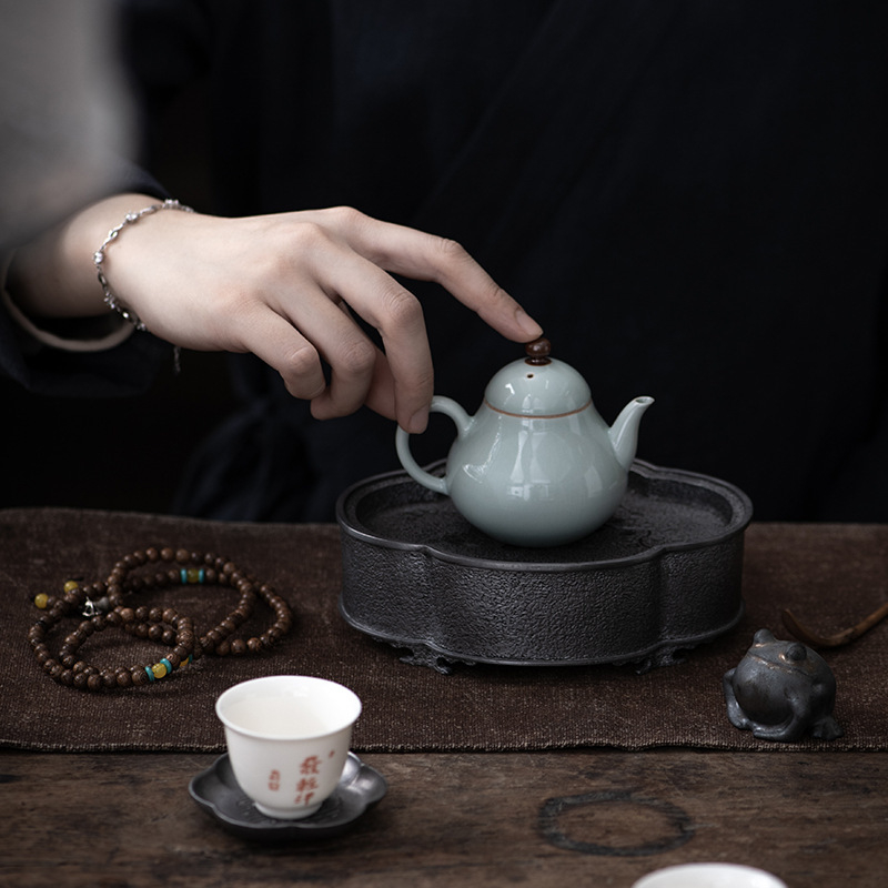 Set Gongfu de ceai în stil japonez, tavă din tină și rezervor de apă, porțelan Jun, Dehua origini