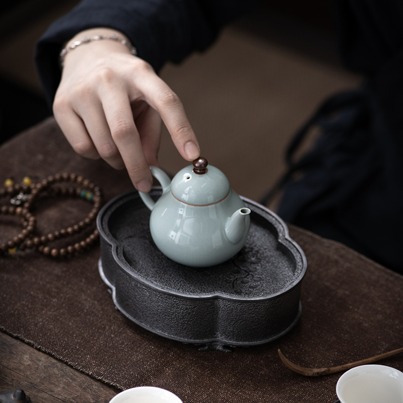 Set Gongfu de ceai în stil japonez, tavă din tină și rezervor de apă, porțelan Jun, Dehua origini