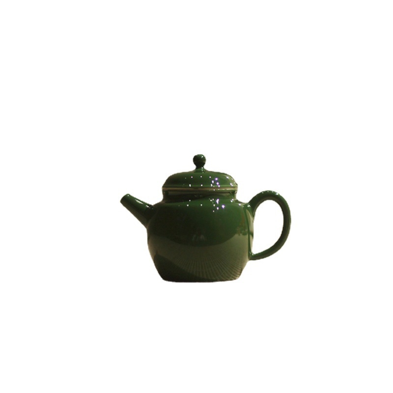 Ceainic vintage verde papagal, ceramic din Jingdezhen