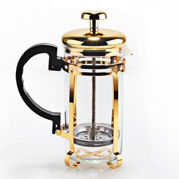 Cafetieră franțuzească din oțel inoxidabil cu carafă din sticlă, 350 ml, design cu izolație dublă
