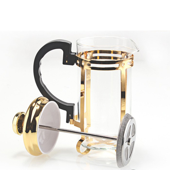 Cafetieră franțuzească din oțel inoxidabil cu carafă din sticlă, 350 ml, design cu izolație dublă