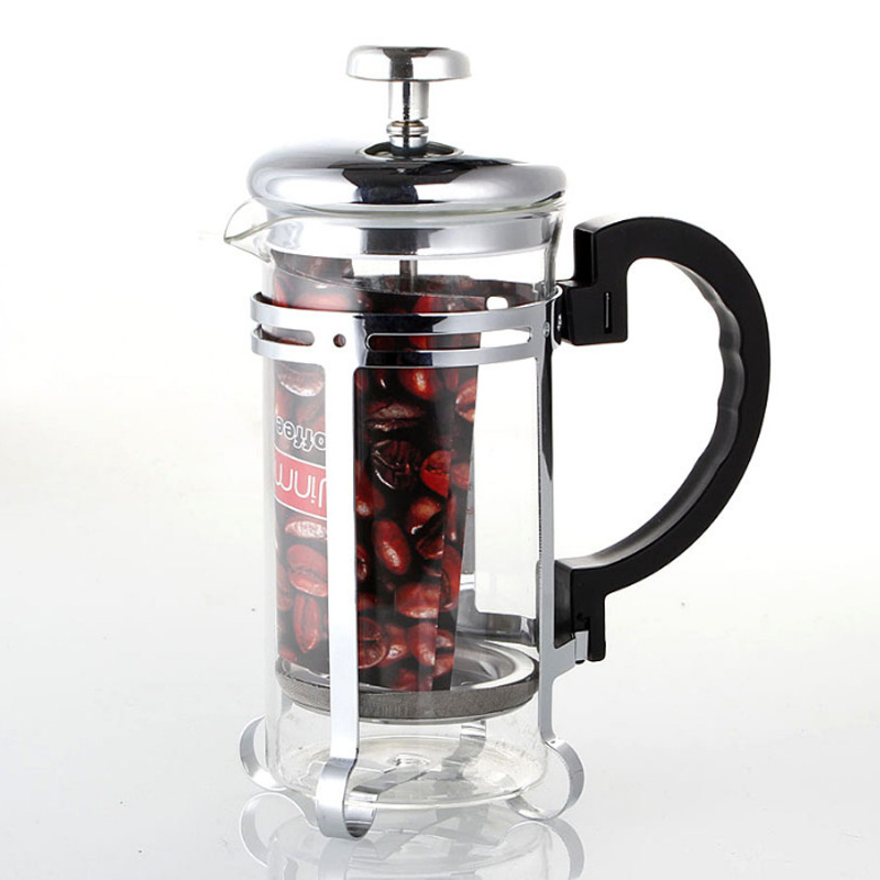 Cafetieră franțuzească din oțel inoxidabil cu carafă din sticlă, 350 ml, design cu izolație dublă