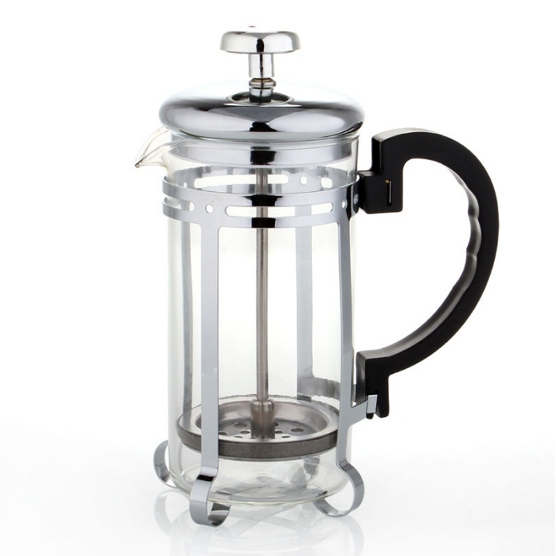 Cafetieră franțuzească din oțel inoxidabil cu carafă din sticlă, 350 ml, design cu izolație dublă
