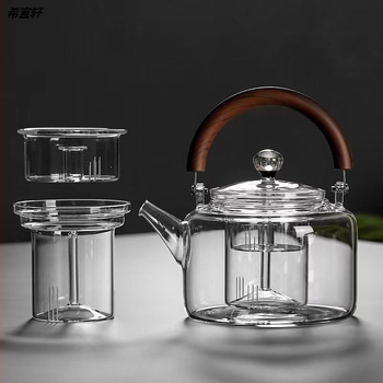Ceainic din sticlă cu separare ceai-apă, capacitate mare, pentru plită ceramică electrică, potrivit pentru ceaiuri parfumate