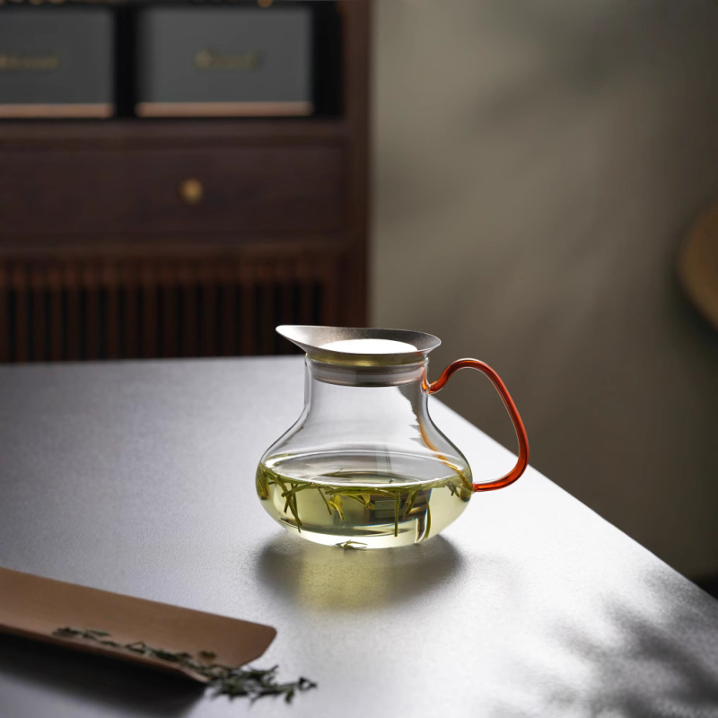 Ceainic personalizat pentru ceai de flori cu infuzor pentru ceai negru, ceainic din sticlă cu capac titan pentru plita electrică din ceramică, ceainic cu separare ceai-apă