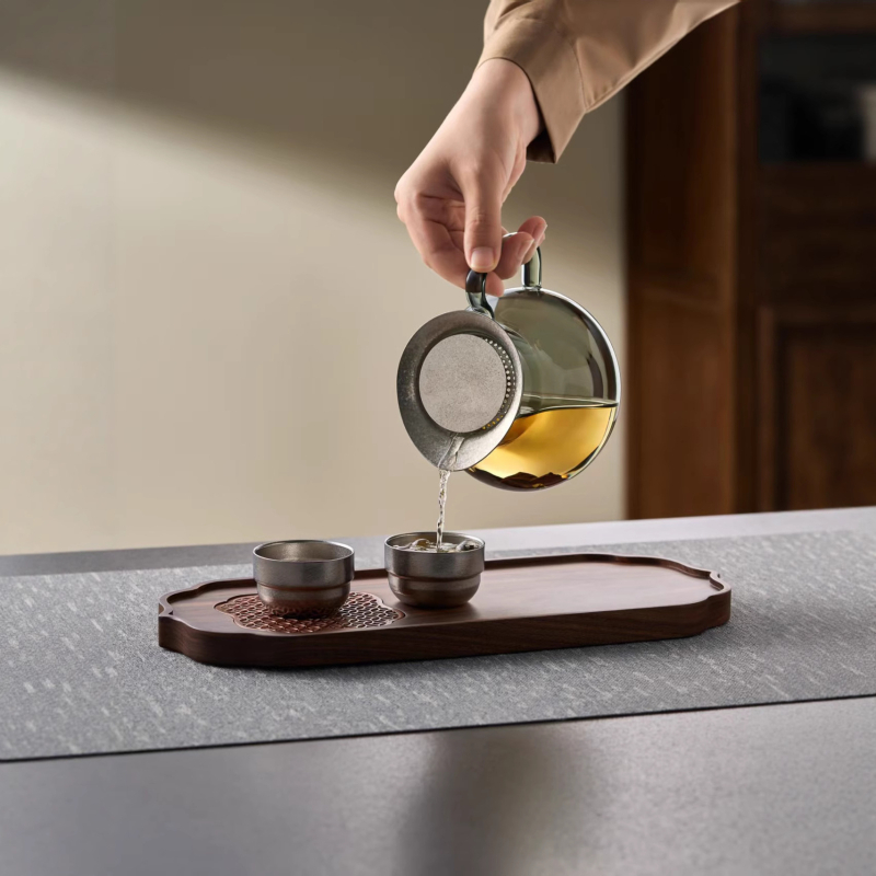 Ceainic personalizat pentru ceai de flori cu infuzor pentru ceai negru, ceainic din sticlă cu capac titan pentru plita electrică din ceramică, ceainic cu separare ceai-apă