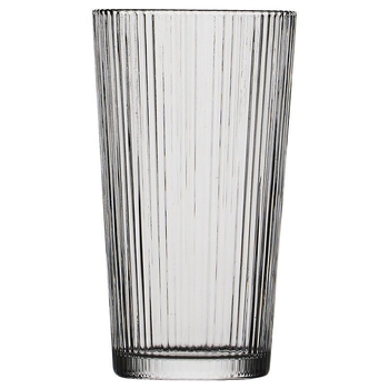 Pahar din sticlă cu dungi verticale, sticlă sodă-lime, transparent, fără mâner, potrivit pentru cafea, ceai, suc și milkshake