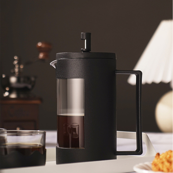 Danhe din oțel inoxidabil – presă franțuzească pentru cafea și maker de ceai, cu design geometric semiînchis