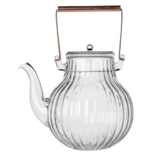 Ceainic din sticla cu stil retro pentru ceai de dupa-amiaza, sticla borosilicat rezistentă la căldură, ceai cu petale de crizantema, pentru plita electrica din ceramică