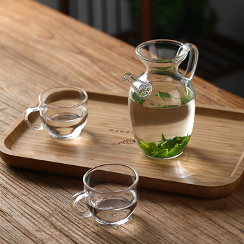 Ceainic în stil Dinastia Song, cu filtru încorporat, din sticlă borosilicat rezistentă la căldură, mic, pentru ceai verde și ceaiuri cu flori