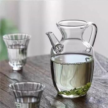Ceainic în stil Dinastia Song, cu filtru încorporat, din sticlă borosilicat rezistentă la căldură, mic, pentru ceai verde și ceaiuri cu flori