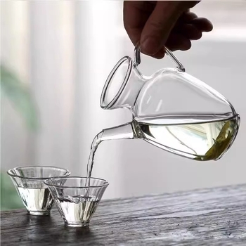 Ceainic în stil Dinastia Song, cu filtru încorporat, din sticlă borosilicat rezistentă la căldură, mic, pentru ceai verde și ceaiuri cu flori