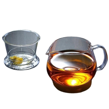 Ceainic din sticlă întărită, cu filtru și inserție de sticlă, rezistent la căldură, pentru ceai negru și ceai verde – set Kung Fu de ceai