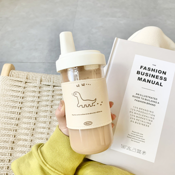 Pahar pentru bubble tea cu pai gros, izolat termic, portabil