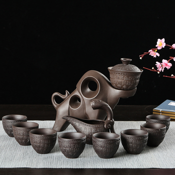 Set de ceai automat din lut purpuriu, pentru uz casnic, set Gongfu din ceramică, complet