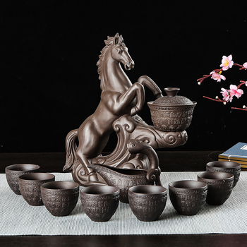 Set de ceai automat din lut purpuriu, pentru uz casnic, set Gongfu din ceramică, complet