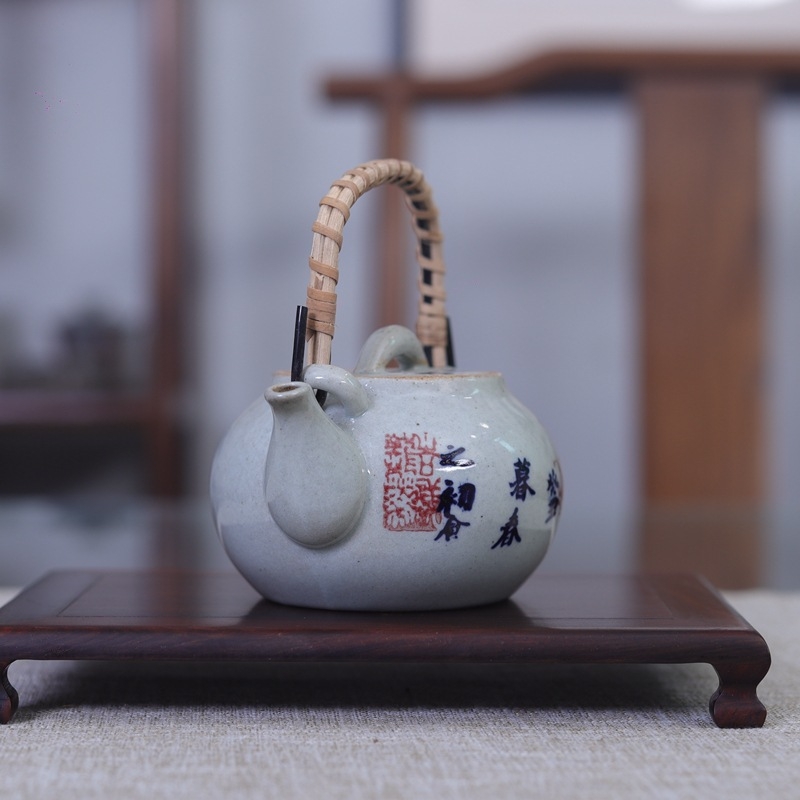 Yizitao Lanting Preface ceainic cu mâner, ceramică brută, stil antic, ceai Gongfu