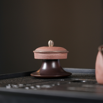 Suport pentru capac de ceai din lut mov, suport ceramic pentru capac pentru gaiwan, accesoriu minimalist de înaltă clasă pentru ceremonia ceaiului