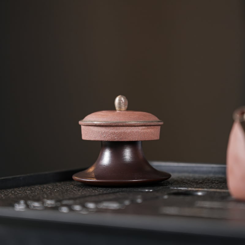Suport pentru capac de ceai din lut mov, suport ceramic pentru capac pentru gaiwan, accesoriu minimalist de înaltă clasă pentru ceremonia ceaiului