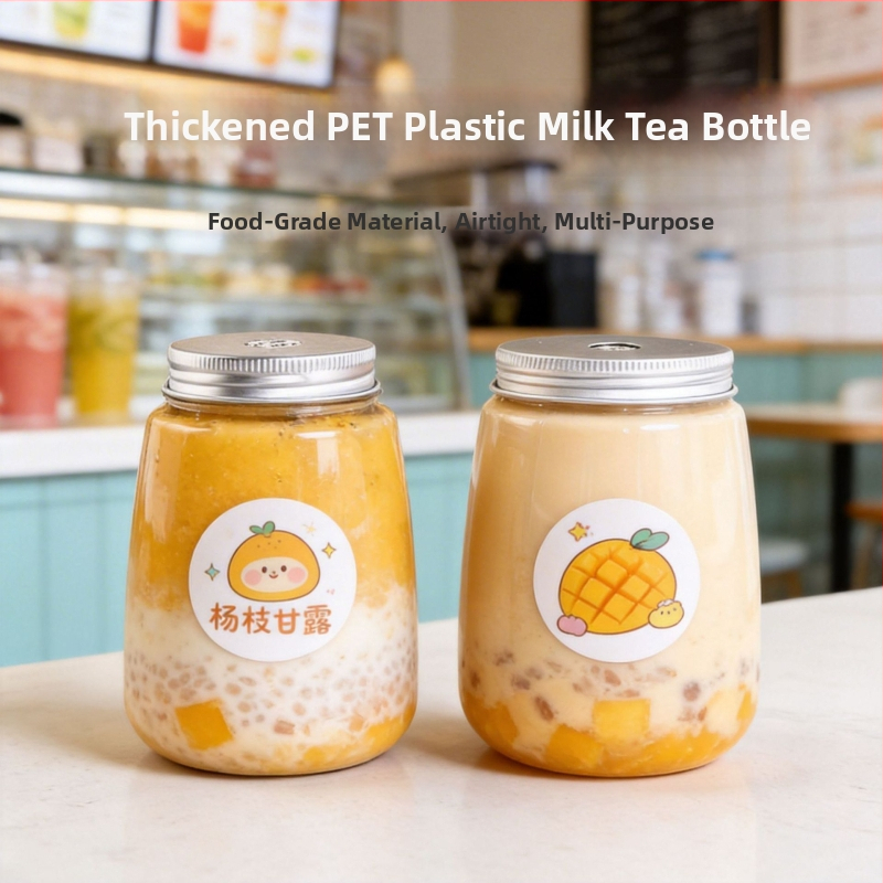 Jednokratna boca za čaj s mlijekom s poklopcem, plastična boca u obliku U za napitke mango sago desert, 500 ml, prozirna
