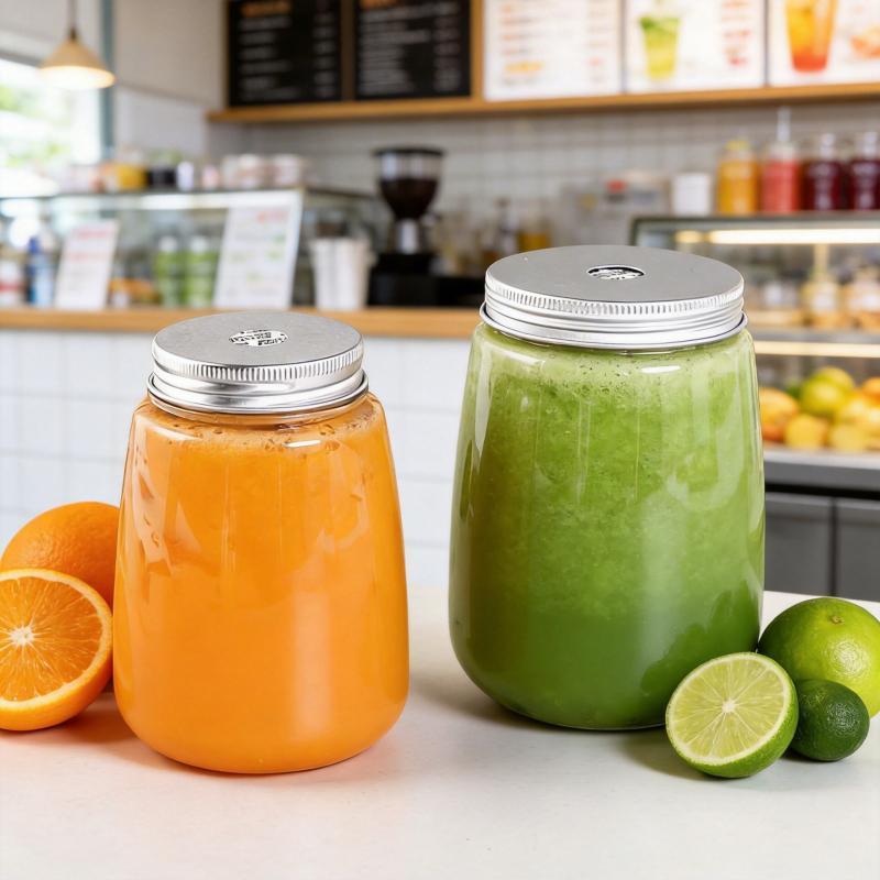 Jednokratna boca za čaj s mlijekom s poklopcem, plastična boca u obliku U za napitke mango sago desert, 500 ml, prozirna