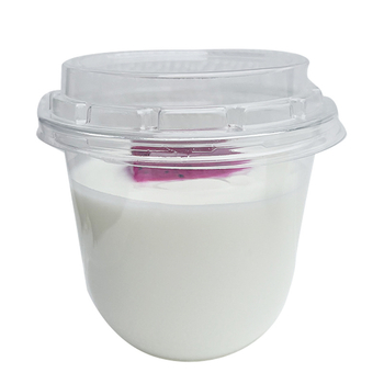 Pahar mic din plastic cu capac, formă de U, pentru băuturi reci, iaurt și deserturi, 201–300 ml