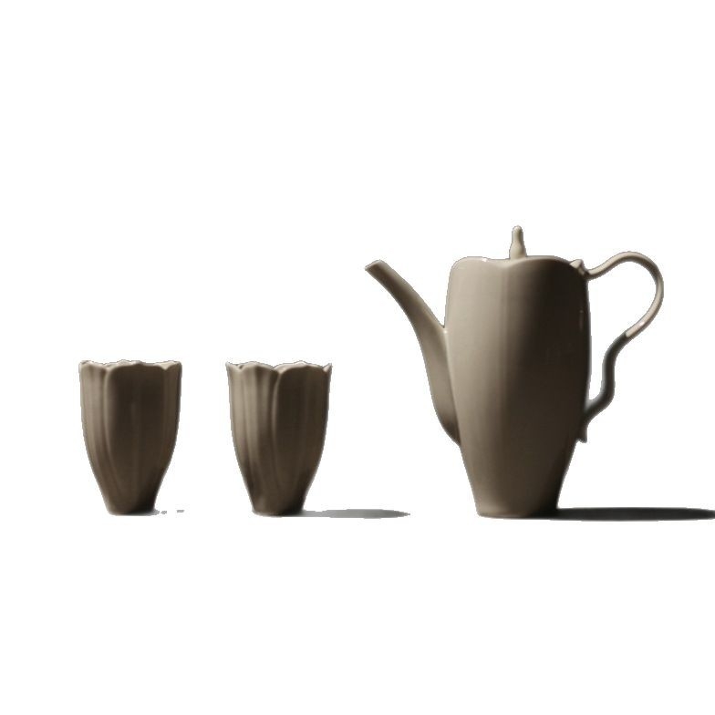 Ceainic ceramic Gongfu cu filtru, în stil intelectual din dinastia Song, nuanță gri-magnolie