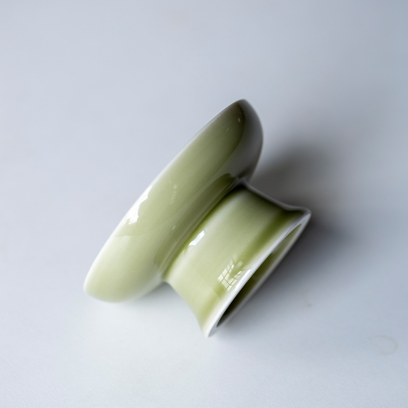 Suport ceramic pentru capac de ceainic Kung Fu, bază înaltă pentru capac, accesoriu pentru ceai cu glazură Yue Kiln Secret Color