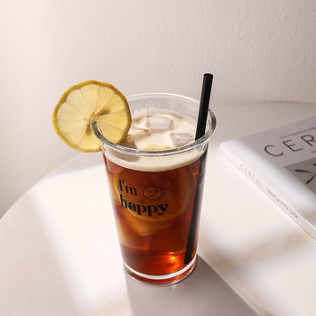 Pahar din sticlă pentru băuturi în stil japonez-coreean, ceai cu lapte, latte rece și cafea cold brew, cu pai