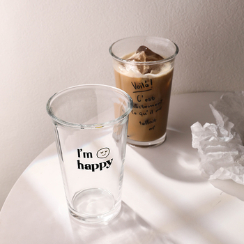 Pahar din sticlă pentru băuturi în stil japonez-coreean, ceai cu lapte, latte rece și cafea cold brew, cu pai