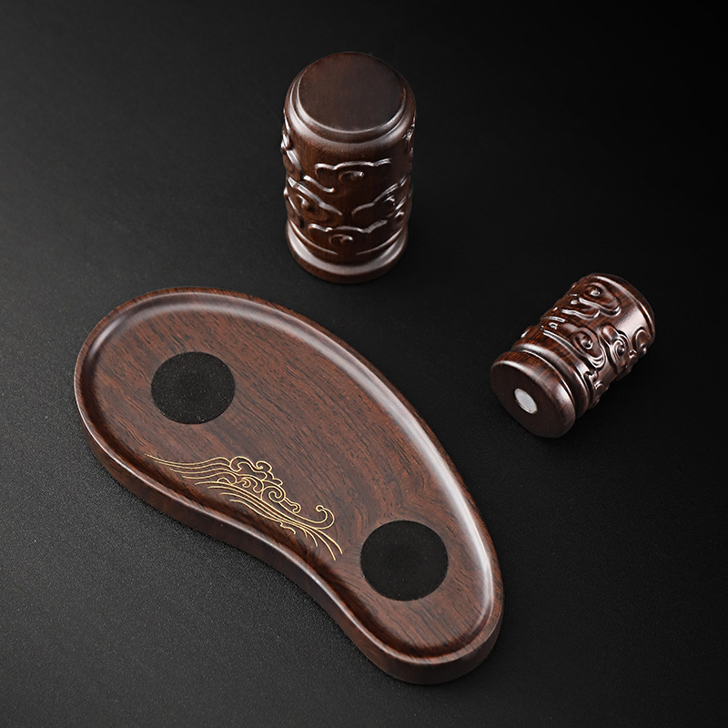 Suport magnetic pentru capac de ceainic – set accesorii pentru ceai din lemn de ebonie