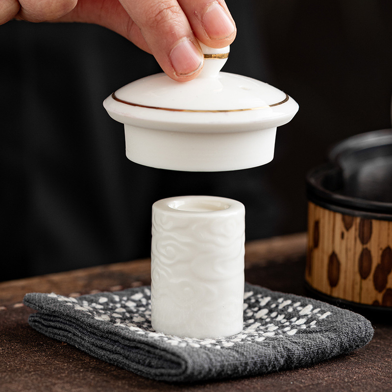 Suport ceramic pentru capac de ceainic din lut mov și capace de gaiwan, accesorii ceremonie ceai chinezesc