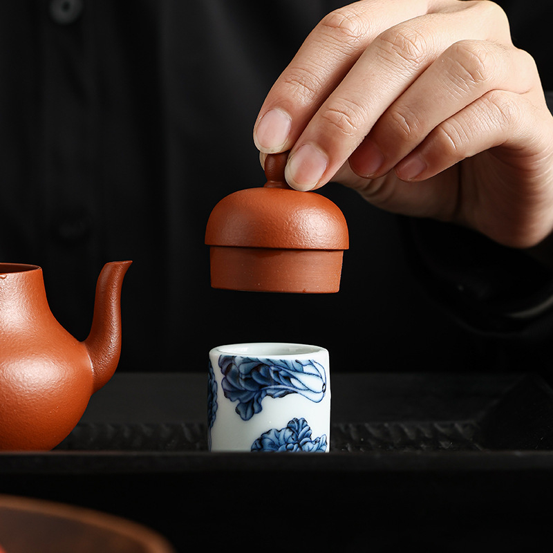 Suport ceramic pentru capace de ceainic și gaiwan, accesorii pentru ceremonia ceaiului, stil retro, lut purpuriu sub glazură