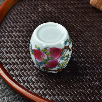 Set suport capac și pernă pentru capac pentru ceainic din lut mov, motif pastel cu nouă piersici – accesorii pentru ceremonia ceaiului
