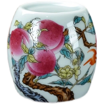 Set suport capac și pernă pentru capac pentru ceainic din lut mov, motif pastel cu nouă piersici – accesorii pentru ceremonia ceaiului