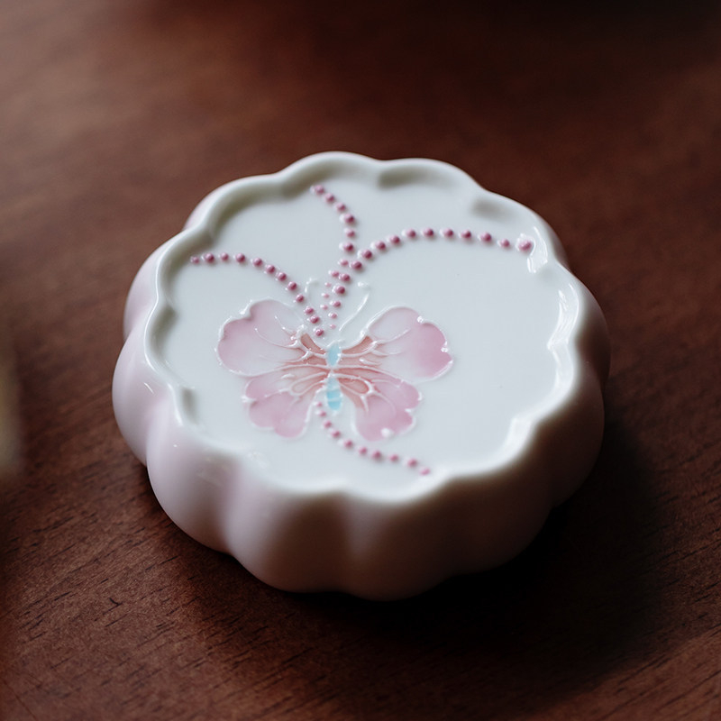 Suport de capac cu design de fluture, ceramic, pentru gaiwan, accesorii pentru ceremonia ceaiului