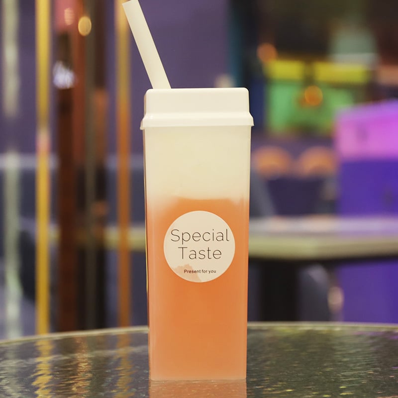 500ml PP cană creativă în formă de cărămidă pentru ceai cu lapte – recipient plastic de unică folosință pentru băuturi și sucuri