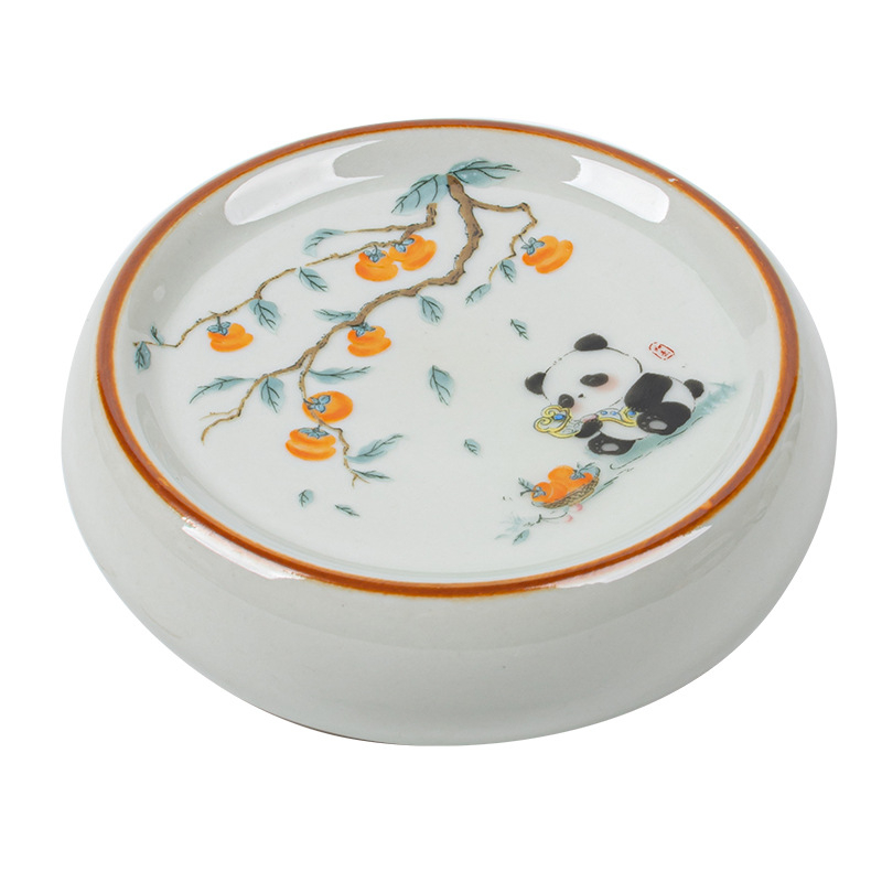 Suport ceramic pentru capac de ceainic cu panda – covoraș izolant pentru cești