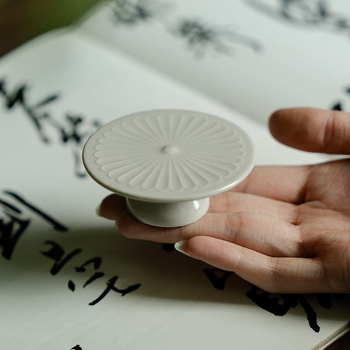 Chang Pu Ju suport pentru capacul ceainicului cu picioare înalte, accesoriu ceramic pentru ceremonia ceaiului din lut Yixing, stil minimalist chinezesc