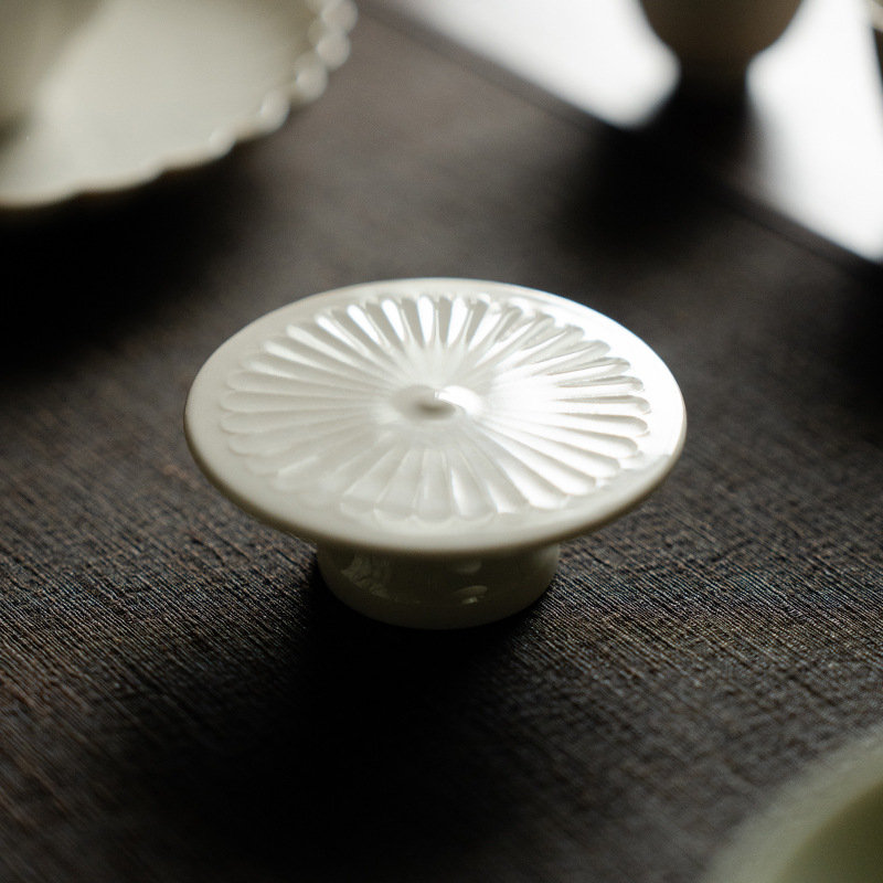 Chang Pu Ju suport pentru capacul ceainicului cu picioare înalte, accesoriu ceramic pentru ceremonia ceaiului din lut Yixing, stil minimalist chinezesc