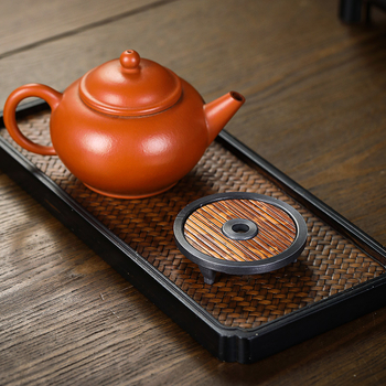 Stil chinezesc vintage: suport manual pentru capac din bambus pentru ceai și raft Zen din lut purpuriu – accesorii pentru ceremonia ceaiului