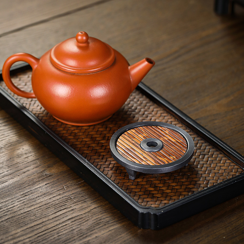 Stil chinezesc vintage: suport manual pentru capac din bambus pentru ceai și raft Zen din lut purpuriu – accesorii pentru ceremonia ceaiului